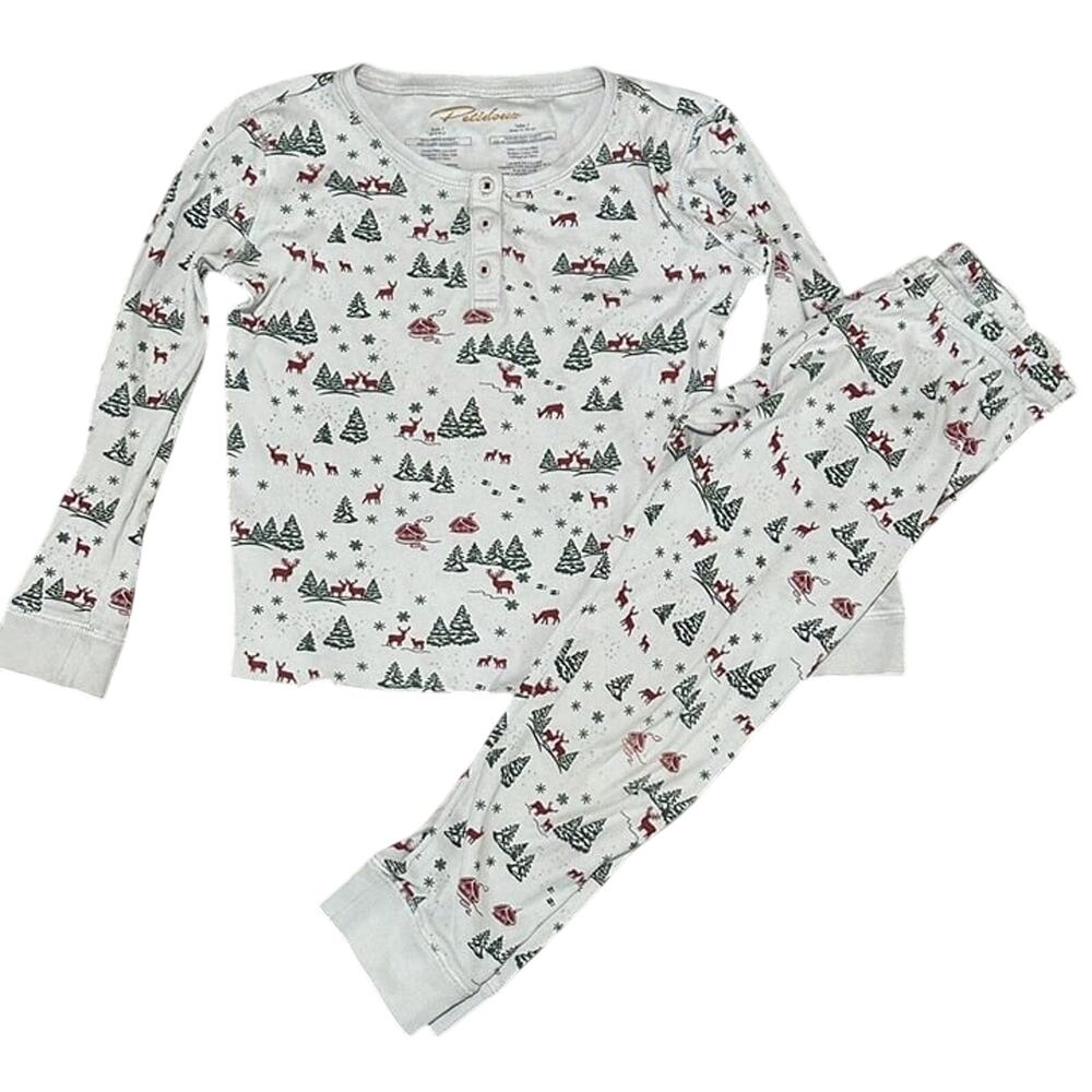 Petidoux Pima Cotton Christmas Kids Pajamas Sz. 7 (fits Size 6)